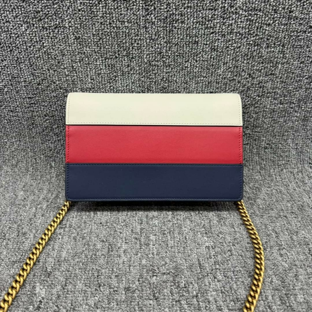 Authentic GUCCI Queen Margaret Red&White&Navy Leather Shoulder Bag 585-120524 - Picture 3 of 15